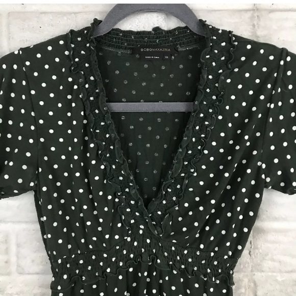 BCBGMAXAZRIA Top Polka Dot Elastic Empire Waist - Picture 4 of 9